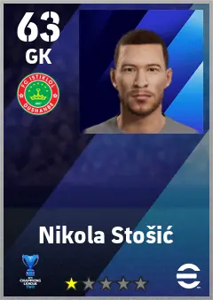 Nikola Stosic eFootball 2026 player card — 63 OVR GK