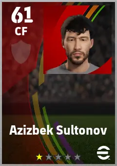 Azizbek Sultonov eFootball 2026 player card — 61 OVR CF