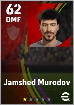 Jamshed Murodov eFootball 2026 player card — 62 OVR DMF
