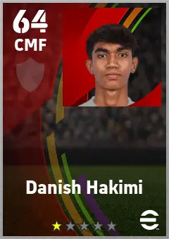 Danish Hakimi eFootball 2026 player card — 64 OVR CMF