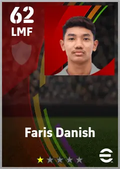 Faris Danish eFootball 2026 player card — 62 OVR LMF