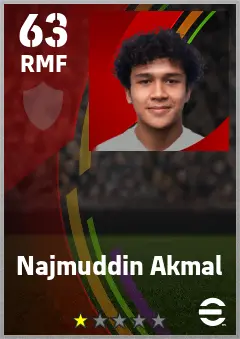 Najmuddin Akmal eFootball 2026 player card — 63 OVR RMF