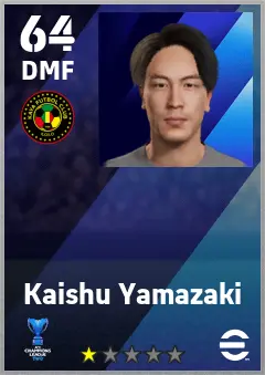 Kaishu Yamazaki eFootball 2026 player card — 64 OVR DMF