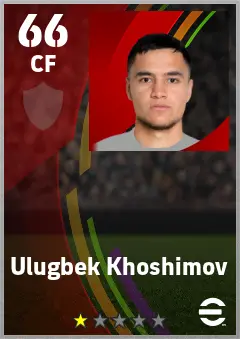 Ulugbek Khoshimov eFootball 2026 player card — 66 OVR CF