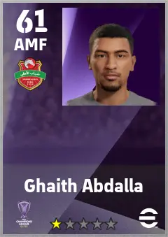 Ghaith Abdalla eFootball 2026 player card — 61 OVR AMF