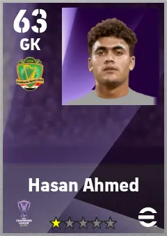 Hasan Ahmed eFootball 2026 player card — 63 OVR GK