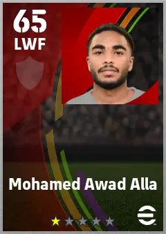 Mohamed Awad Alla eFootball 2026 player card — 65 OVR LWF