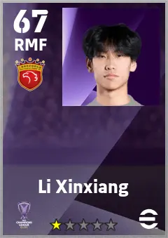 Li Xinxiang eFootball 2026 player card — 67 OVR RMF