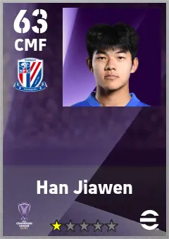 Han Jiawen eFootball 2026 player card — 63 OVR CMF