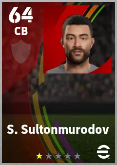 S. Sultonmurodov eFootball 2026 player card — 64 OVR CB