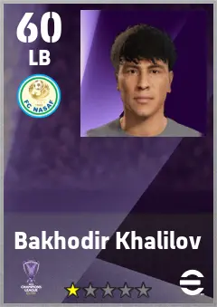 Bakhodir Khalilov eFootball 2026 player card — 60 OVR LB