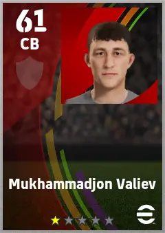 Mukhammadjon Valiev eFootball 2026 player card — 61 OVR CB