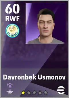 Davronbek Usmonov eFootball 2026 player card — 60 OVR RWF