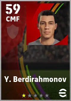 Y. Berdirahmonov eFootball 2026 player card — 59 OVR CMF