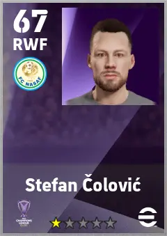 Stefan Colovic eFootball 2026 player card — 67 OVR RWF