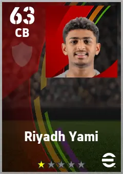 Riyadh Yami eFootball 2026 player card — 63 OVR CB