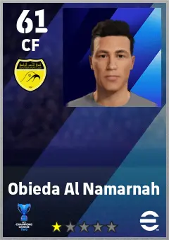 Obieda Al Namarnah eFootball 2026 player card — 61 OVR CF
