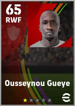Ousseynou Gueye eFootball 2026 player card — 65 OVR RWF