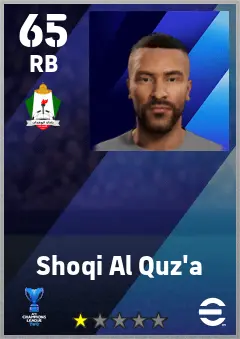 Shoqi Al Quz a eFootball 2026 player card — 65 OVR RB