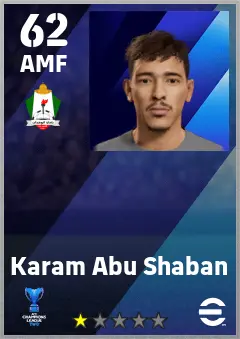 Karam Abu Shaban eFootball 2026 player card — 62 OVR AMF