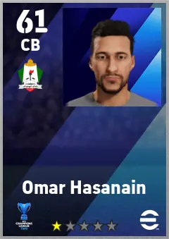 Omar Hasanain eFootball 2026 player card — 61 OVR CB