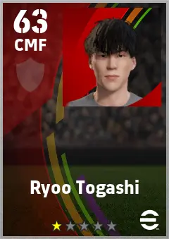 Ryoo Togashi eFootball 2026 player card — 63 OVR CMF