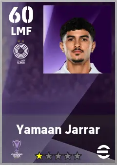 Yamaan Jarrar eFootball 2026 player card — 60 OVR LMF