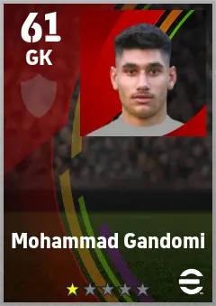 Mohammad Gandomi eFootball 2026 player card — 61 OVR GK