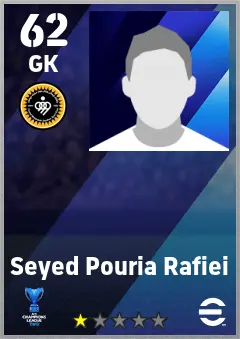 Seyed Pouria Rafiei eFootball 2026 player card — 62 OVR GK