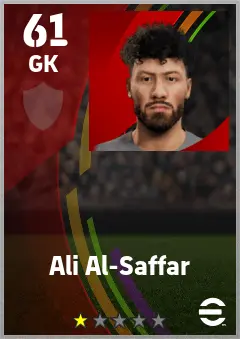 Ali Al-Saffar eFootball 2026 player card — 61 OVR GK
