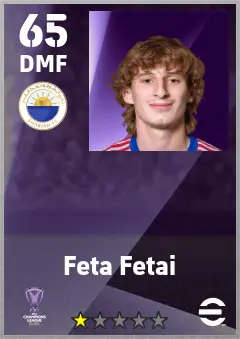 Feta Fetai eFootball 2026 player card — 65 OVR DMF