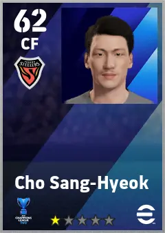 Cho Sang-Hyeok eFootball 2026 player card — 62 OVR CF