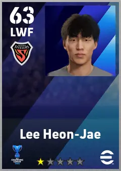 Lee Heon-Jae eFootball 2026 player card — 63 OVR LWF