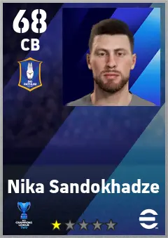 Nika Sandokhadze eFootball 2026 player card — 68 OVR CB