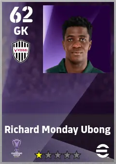 Richard Monday Ubong eFootball 2026 player card — 62 OVR GK