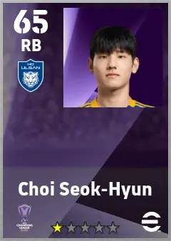 Choi Seok-Hyun eFootball 2026 player card — 65 OVR RB