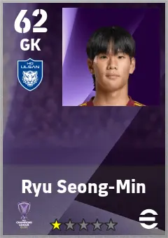 Ryu Seong-Min eFootball 2026 player card — 62 OVR GK