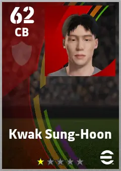 Kwak Sung-Hoon eFootball 2026 player card — 62 OVR CB