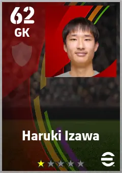 Haruki Izawa eFootball 2026 player card — 62 OVR GK