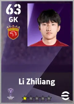 Li Zhiliang eFootball 2026 player card — 63 OVR GK