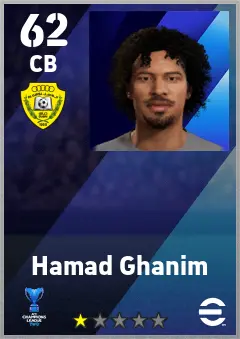 Hamad Ghanim eFootball 2026 player card — 62 OVR CB