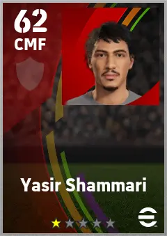 Yasir Shammari eFootball 2026 player card — 62 OVR CMF