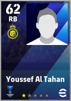 Youssef Al Tahan eFootball 2026 player card — 62 OVR RB