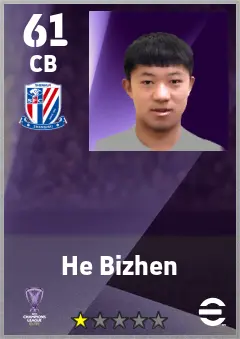 He Bizhen eFootball 2026 player card — 61 OVR CB
