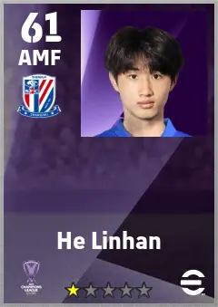 He Linhan eFootball 2026 player card — 61 OVR AMF