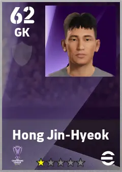 Hong Jin-Hyeok eFootball 2026 player card — 62 OVR GK