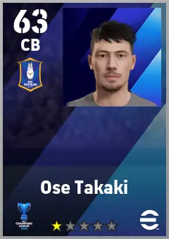 Ose Takaki eFootball 2026 player card — 63 OVR CB