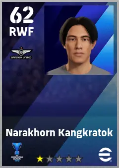 Narakhorn Kangkratok eFootball 2026 player card — 62 OVR RWF