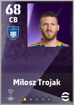 Milosz Trojak eFootball 2026 player card — 68 OVR CB