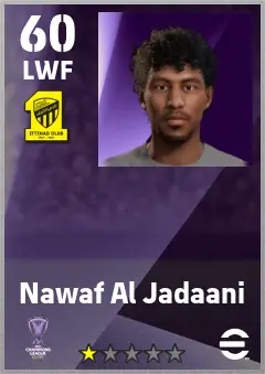 Nawaf Al Jadaani eFootball 2026 player card — 60 OVR LWF